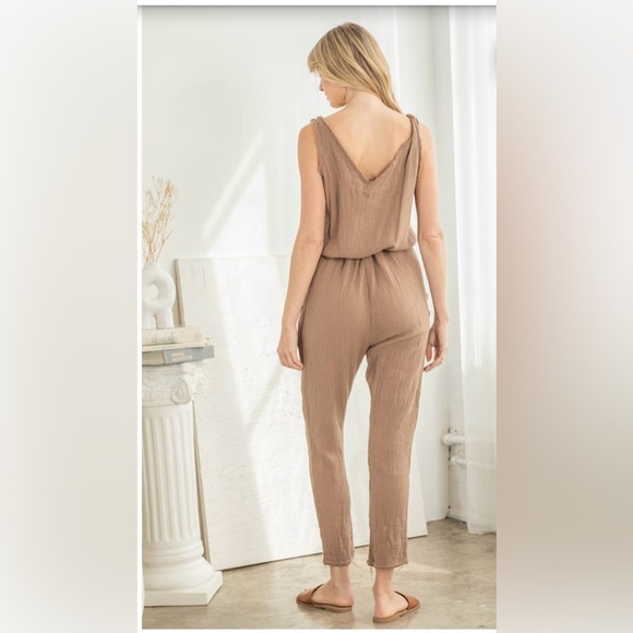 LAWLESS Light Brown Sleeveless Jumpsuit Sz-Small - Picture 5 of 5